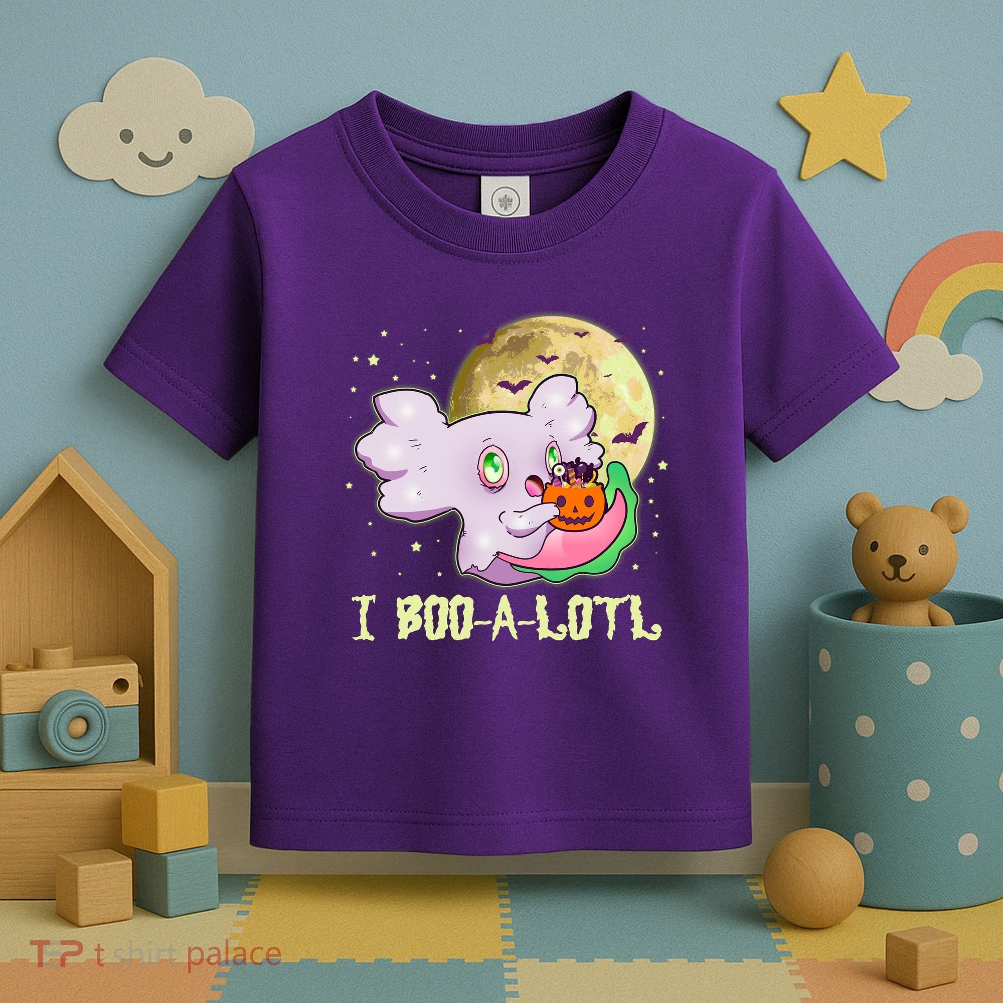 Funny Halloween Axolotl Ghost I Boo A Lotl Toddler T-Shirt