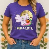 Funny Halloween Axolotl Ghost I Boo A Lotl Women's T-Shirt thumb 2