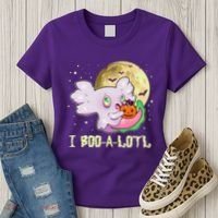 Funny Halloween Axolotl Ghost I Boo A Lotl Women's T-Shirt thumb 3