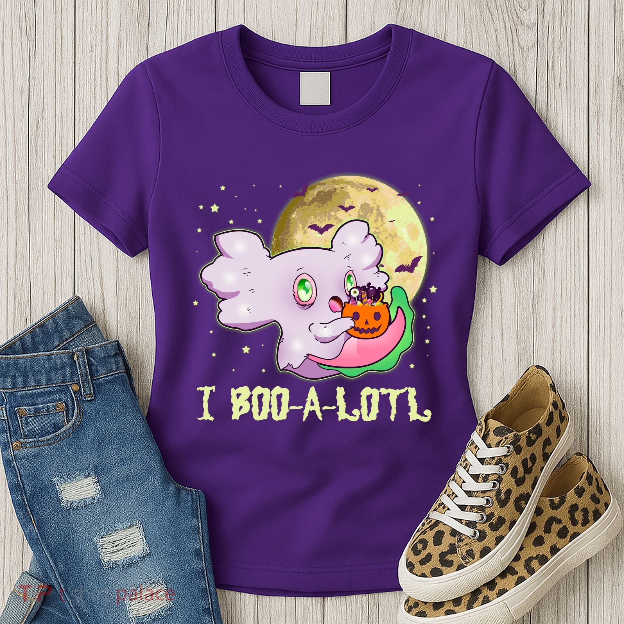 Funny Halloween Axolotl Ghost I Boo A Lotl Women's T-Shirt
