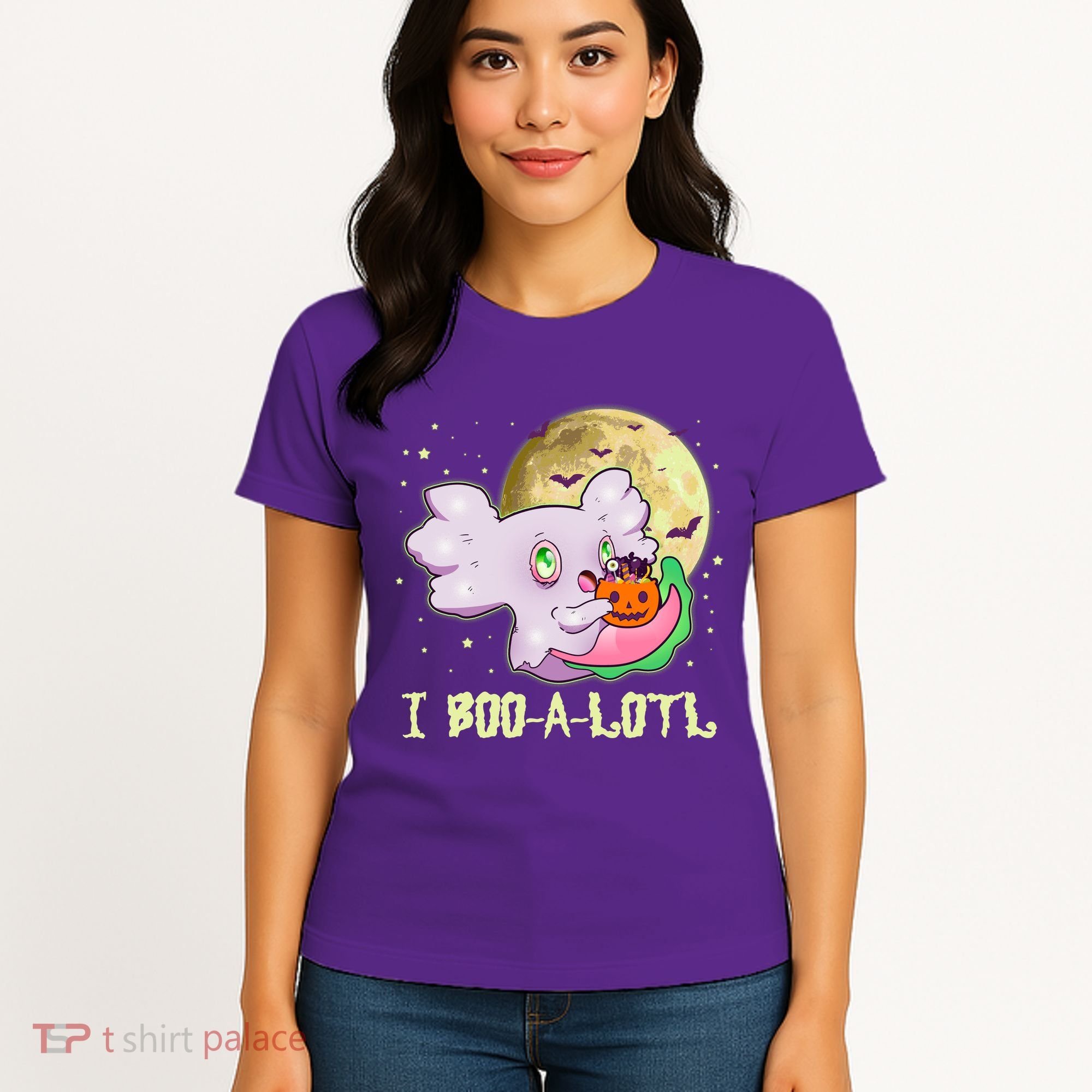 Funny Halloween Axolotl Ghost I Boo A Lotl Women's T-Shirt