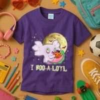 Funny Halloween Axolotl Ghost I Boo A Lotl Kids T-Shirt thumb 3