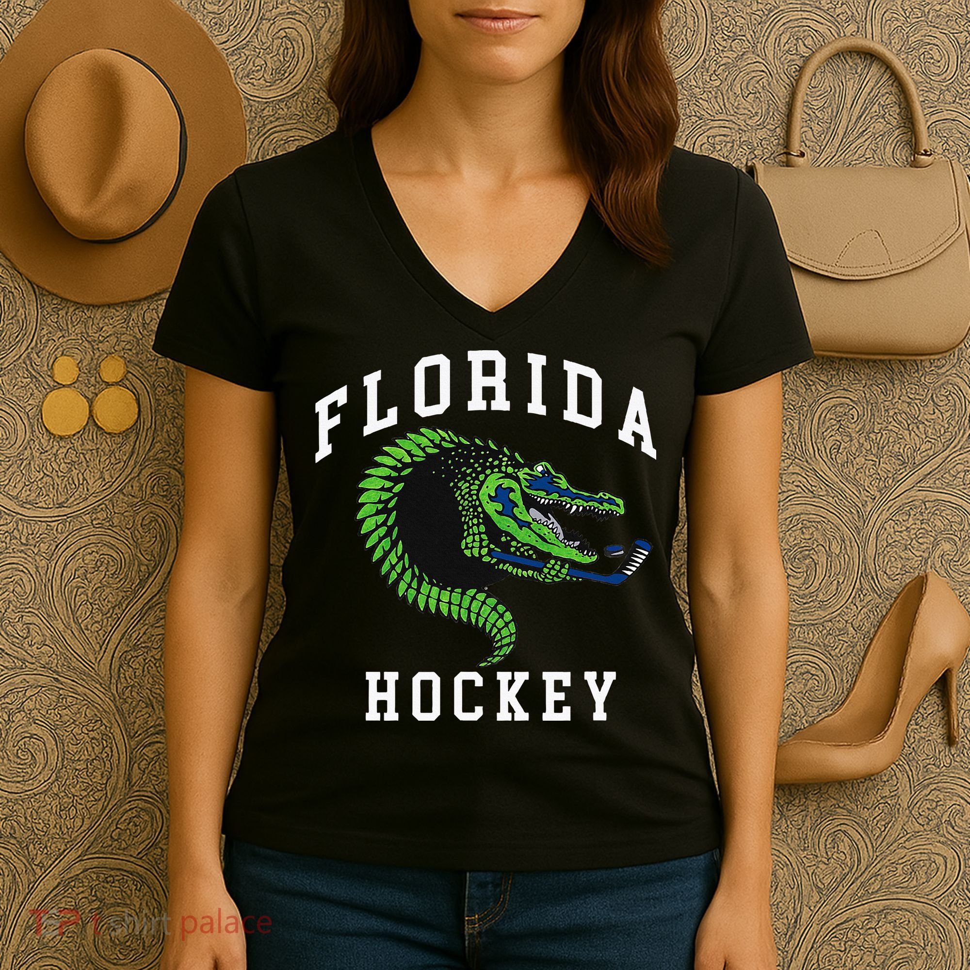 Florida Hockey Alligator Women's V-Neck T-Shirt