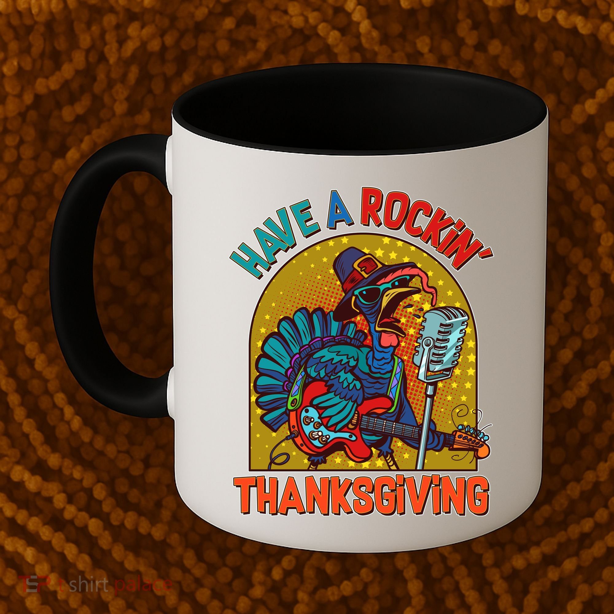Funny Have A Rockin' Thanksgiving Rocker Turkey Coffee Mug