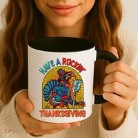 Funny Have A Rockin' Thanksgiving Rocker Turkey Coffee Mug thumb 3