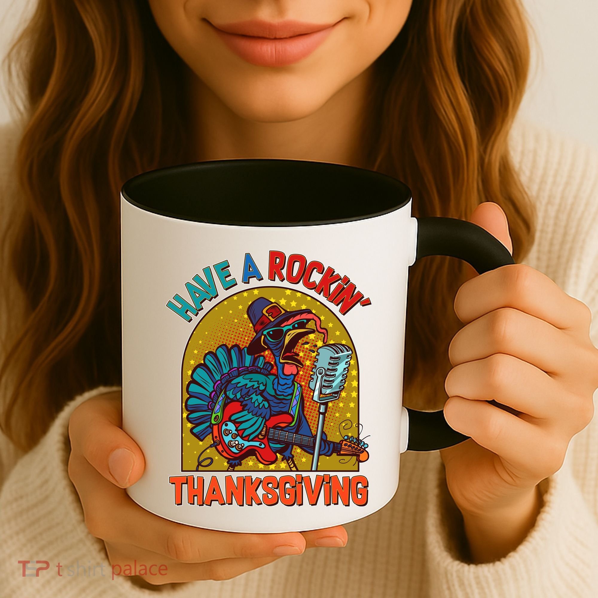 Funny Have A Rockin' Thanksgiving Rocker Turkey Coffee Mug