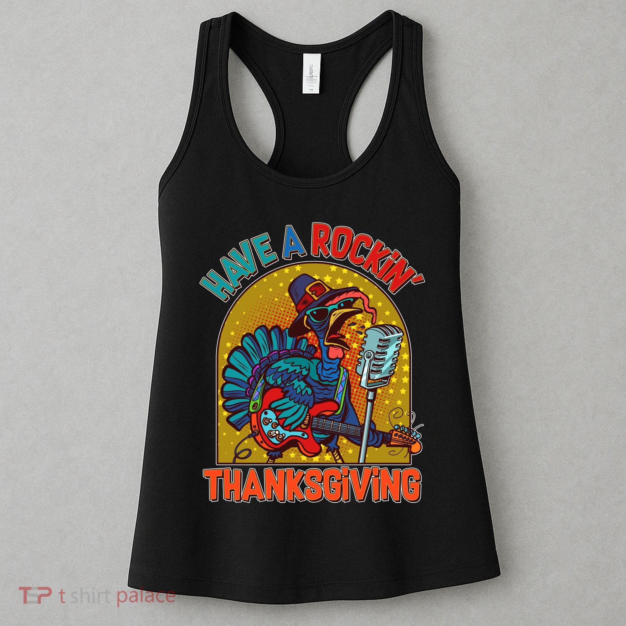Funny Have A Rockin' Thanksgiving Rocker Turkey Women's Tank Top
