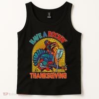Funny Have A Rockin' Thanksgiving Rocker Turkey Tank Top thumb 2