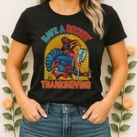 Funny Have A Rockin' Thanksgiving Rocker Turkey Women's T-Shirt thumb 2