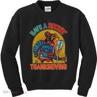Funny Have A Rockin' Thanksgiving Rocker Turkey Kids Sweatshirt thumb 0
