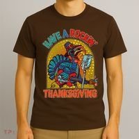 Funny Have A Rockin' Thanksgiving Rocker Turkey T-Shirt thumb 3