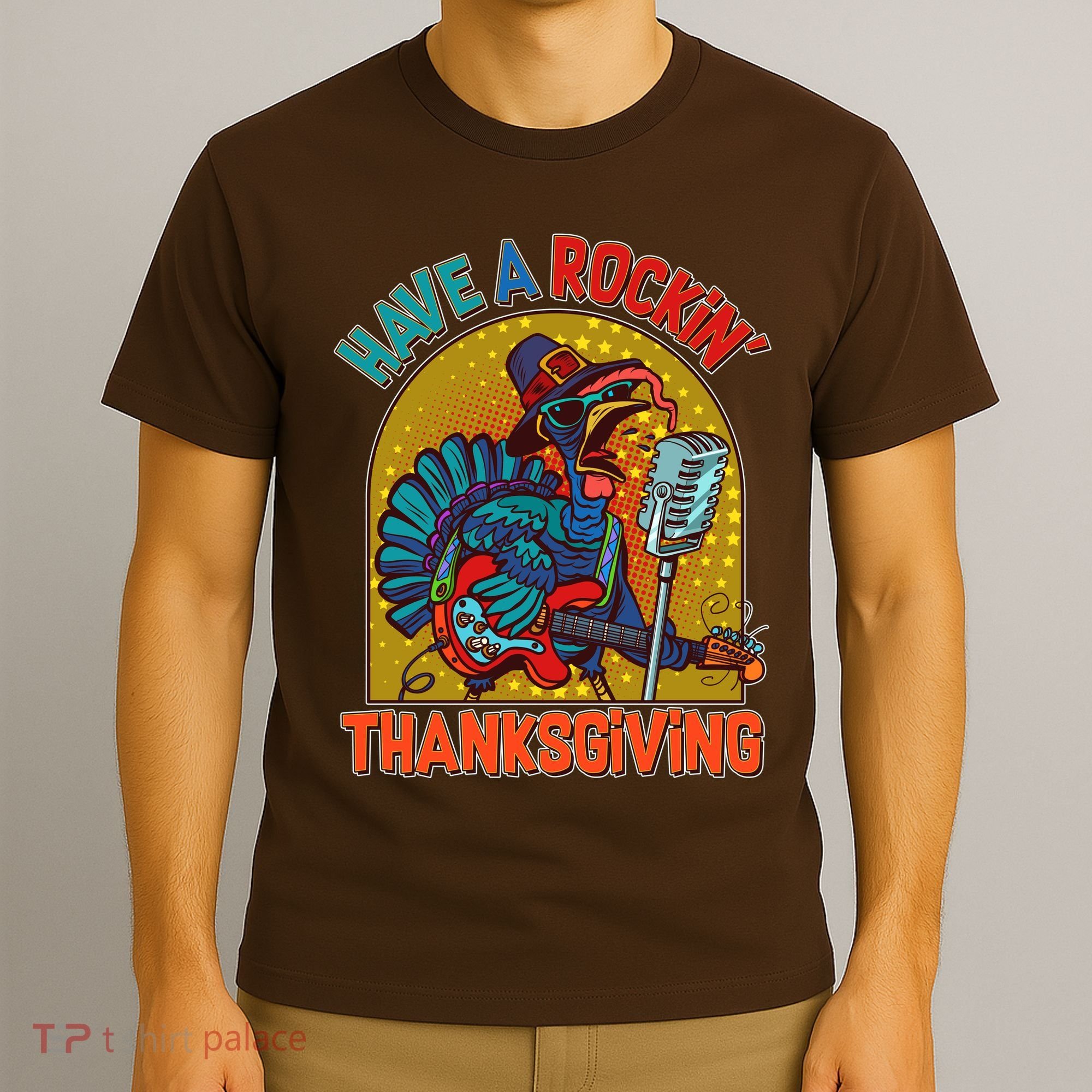 Funny Have A Rockin' Thanksgiving Rocker Turkey T-Shirt