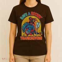 Funny Have A Rockin' Thanksgiving Rocker Turkey T-Shirt thumb 4