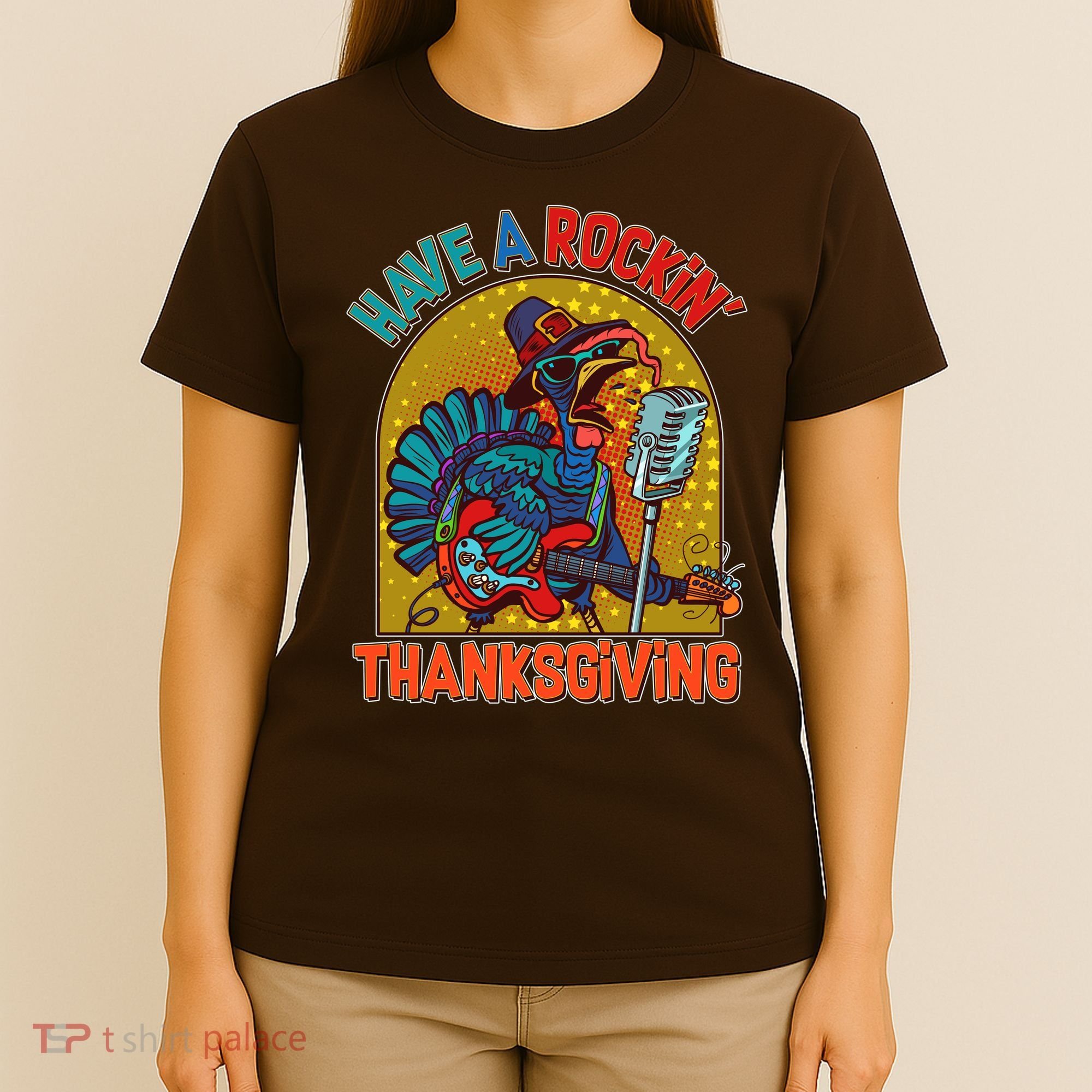 Funny Have A Rockin' Thanksgiving Rocker Turkey T-Shirt