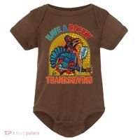 Funny Have A Rockin' Thanksgiving Rocker Turkey Baby Bodysuit thumb 0