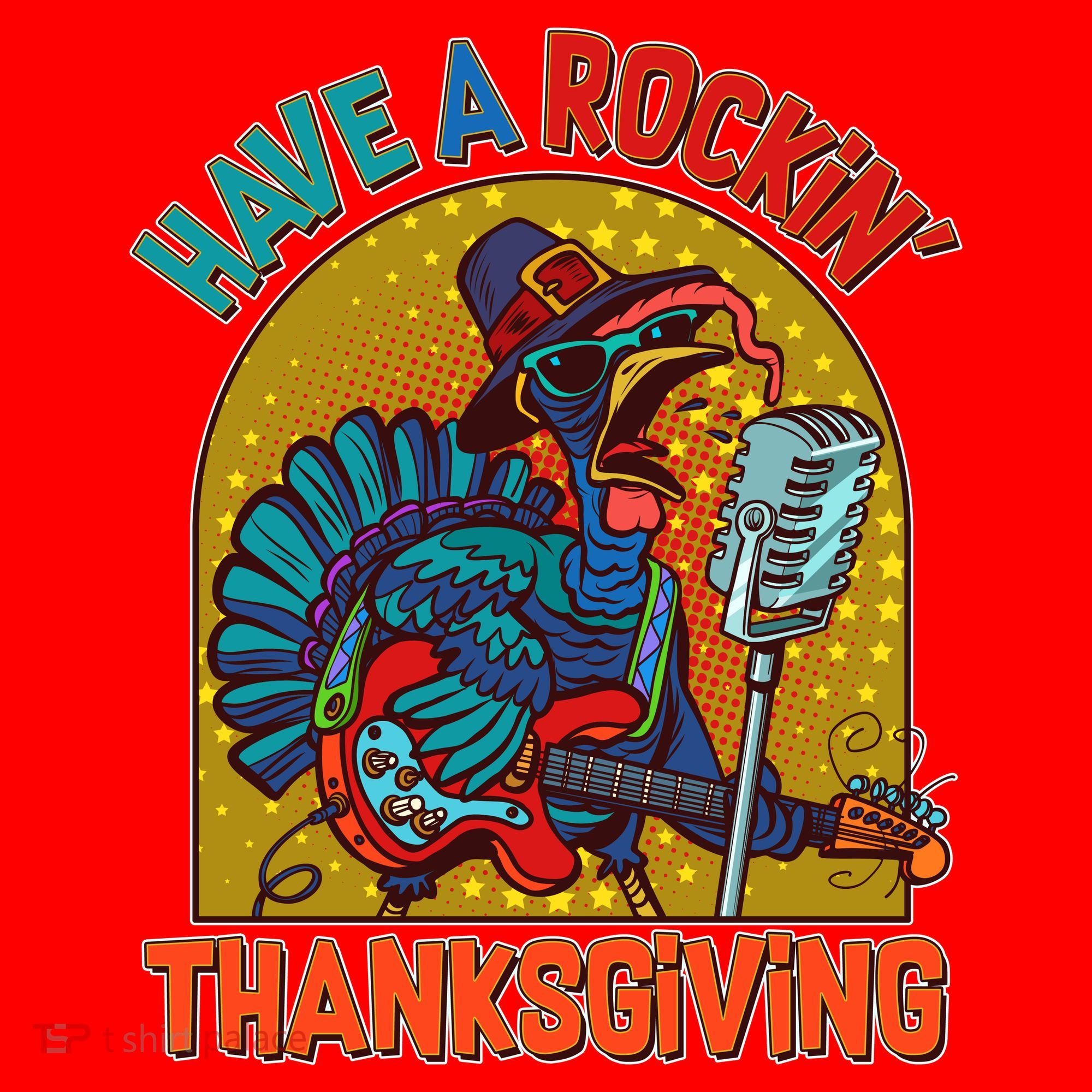 Funny Have A Rockin' Thanksgiving Rocker Turkey Santa Hat