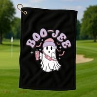 Funny Halloween Boo Jee Ghost Golf Towel thumb 1