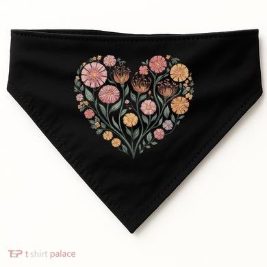 Flowers Heart Boho Wildflowers USA-Made Doggie Bandana