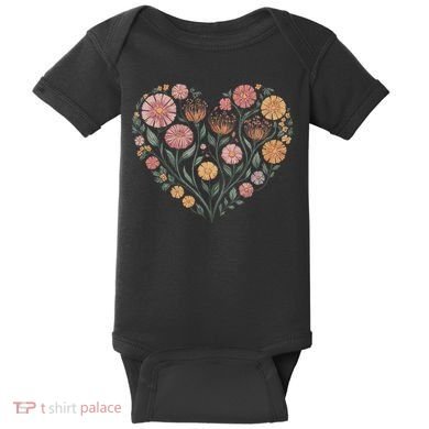 Flowers Heart Boho Wildflowers Baby Bodysuit
