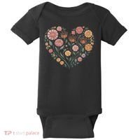 Flowers Heart Boho Wildflowers Baby Bodysuit thumb 0