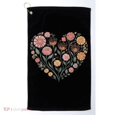 Flowers Heart Boho Wildflowers Golf Towel