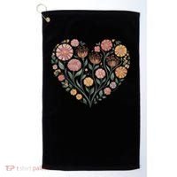 Flowers Heart Boho Wildflowers Golf Towel thumb 0
