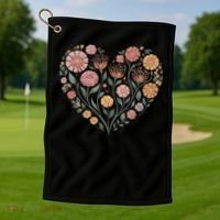 Flowers Heart Boho Wildflowers Golf Towel thumb 1