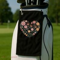 Flowers Heart Boho Wildflowers Golf Towel thumb 2