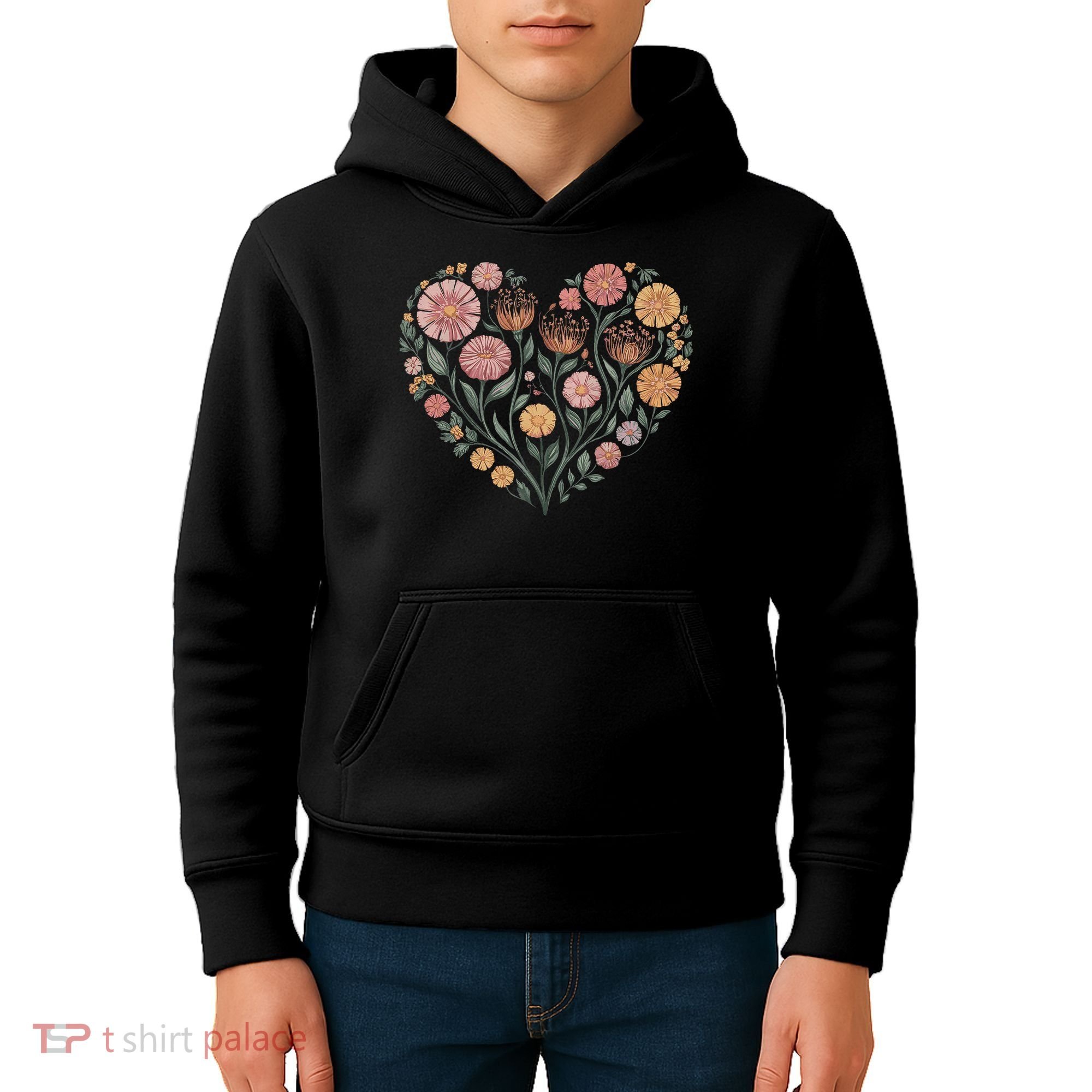 Flowers Heart Boho Wildflowers Kids Hoodie