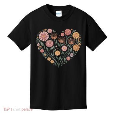 Flowers Heart Boho Wildflowers Kids T-Shirt