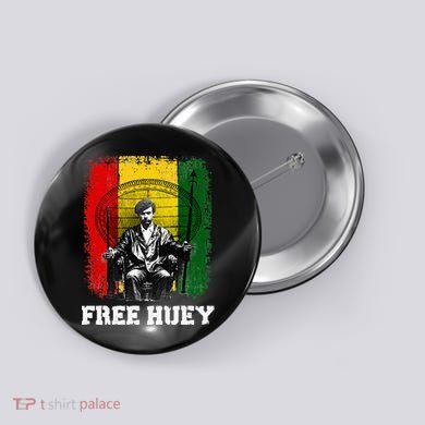 Free Huey Black History & African Roots Afro Empowerment Button