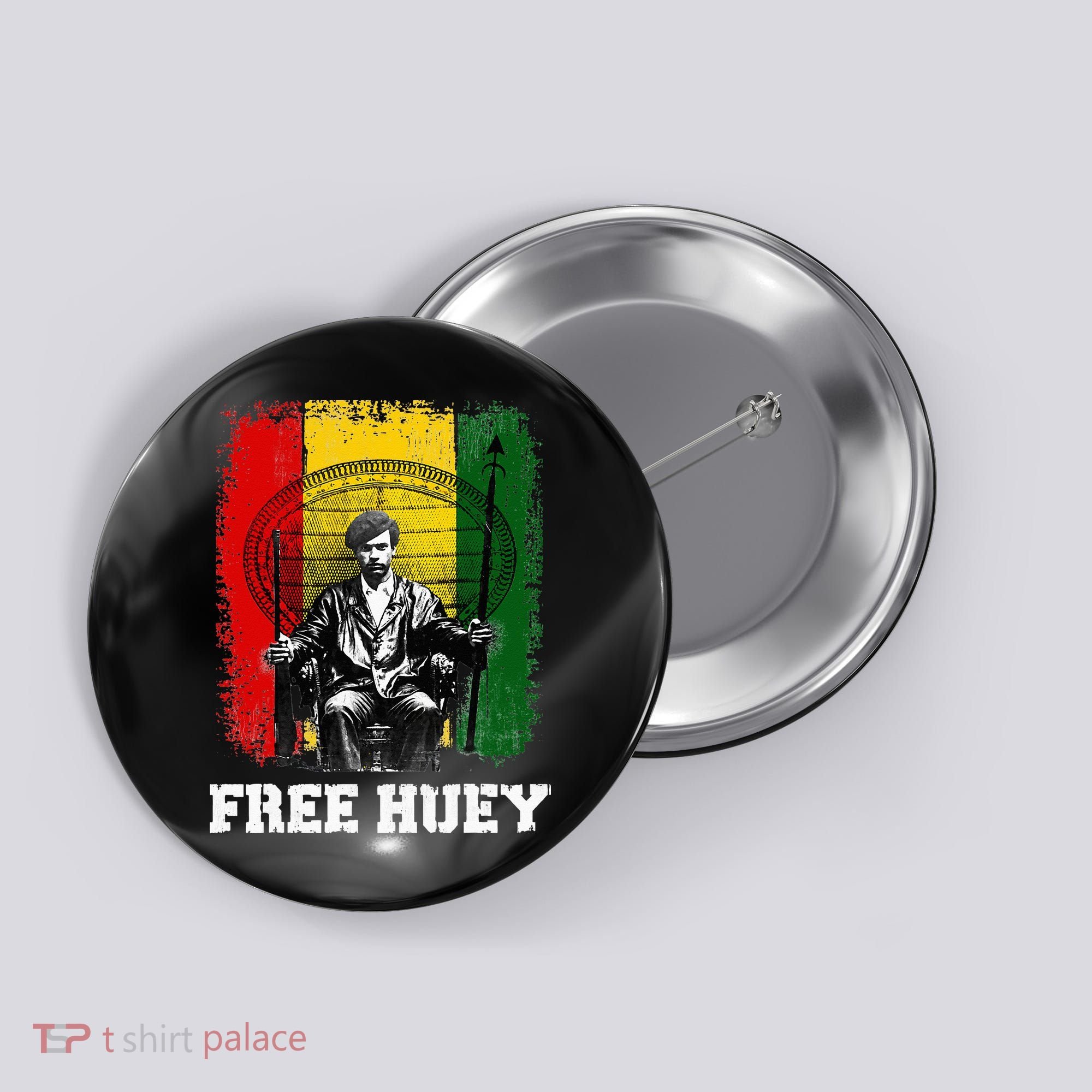 Free Huey Black History & African Roots Afro Empowerment Button