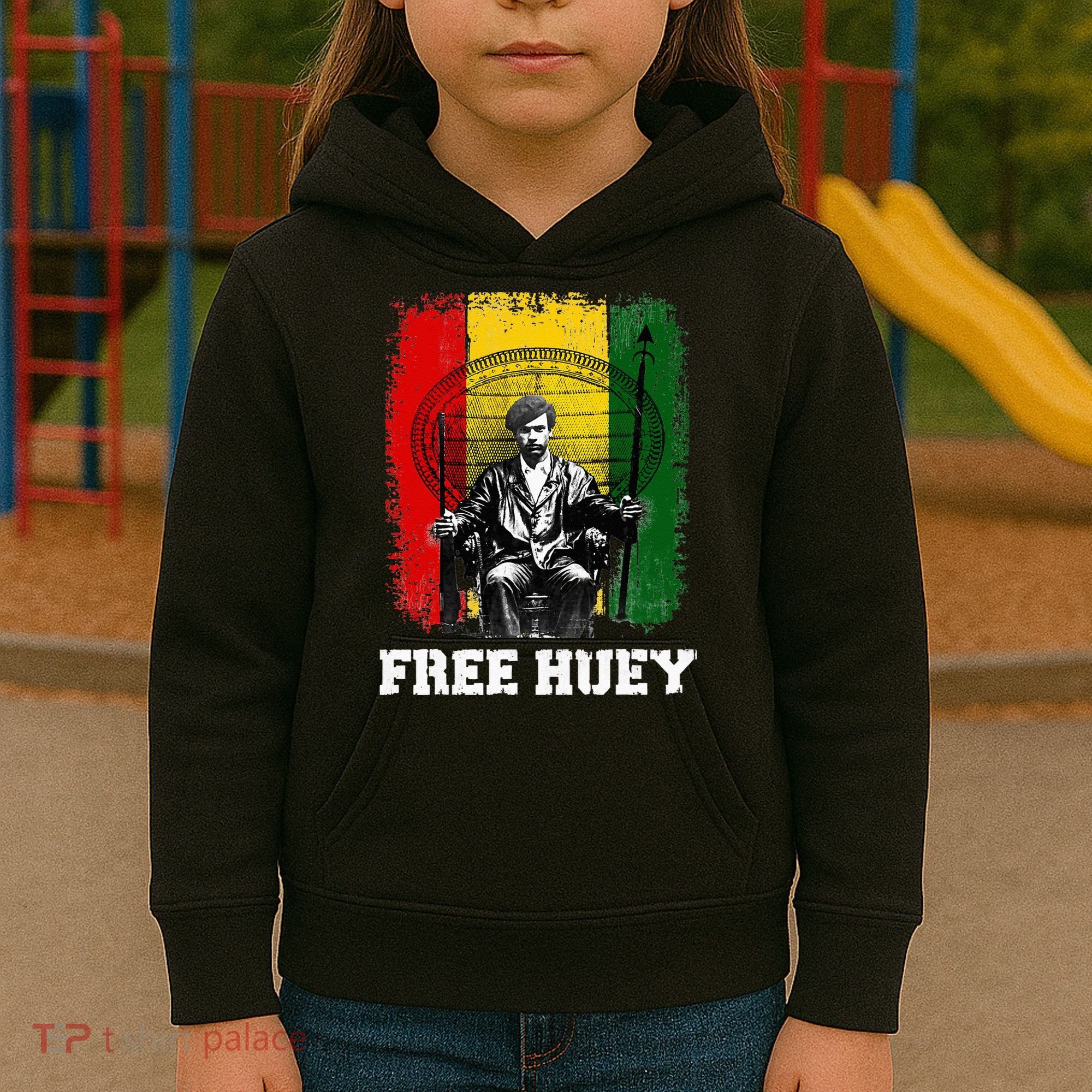 Free Huey Black History & African Roots Afro Empowerment Kids Hoodie