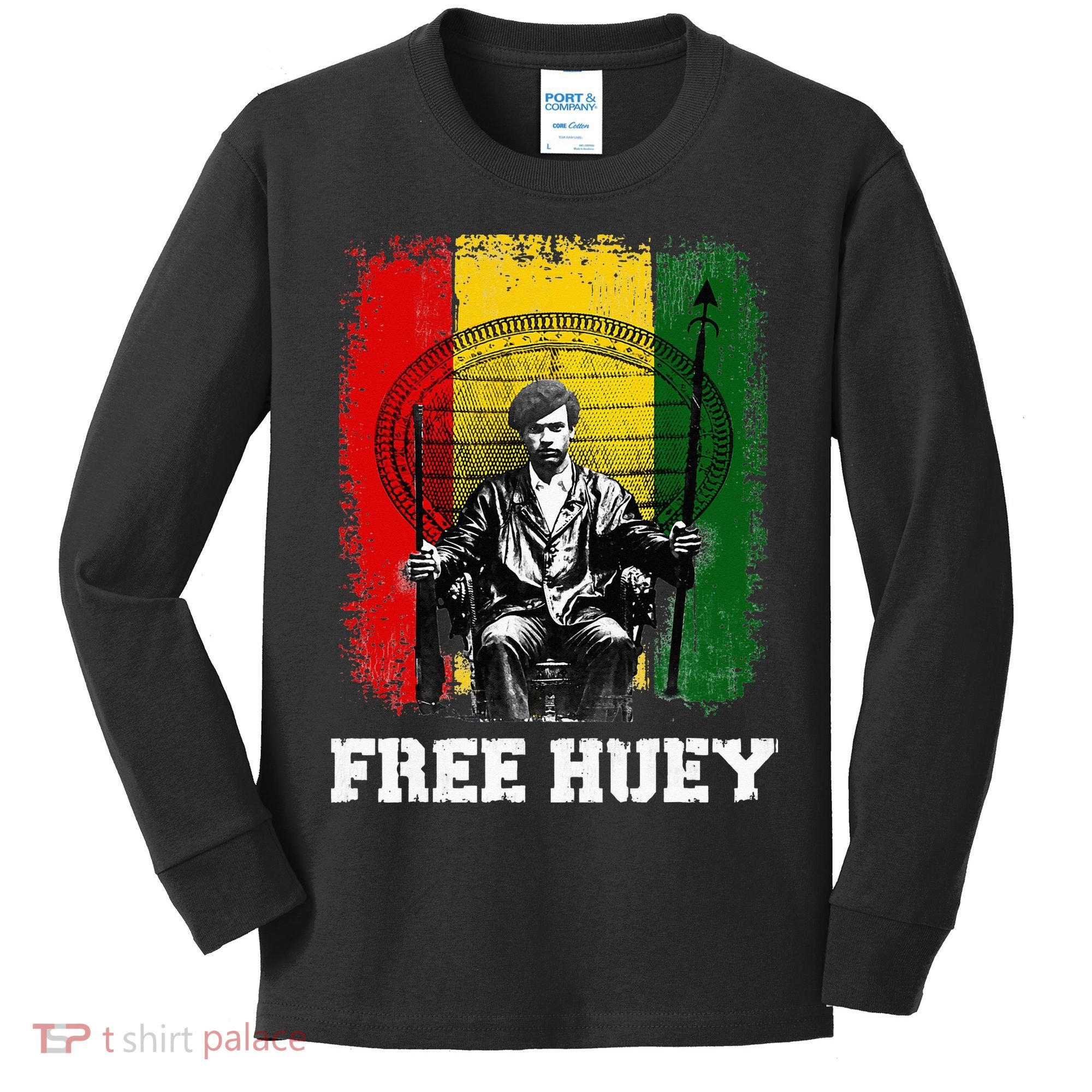 Free Huey Black History & African Roots Afro Empowerment Kids Long Sleeve Shirt