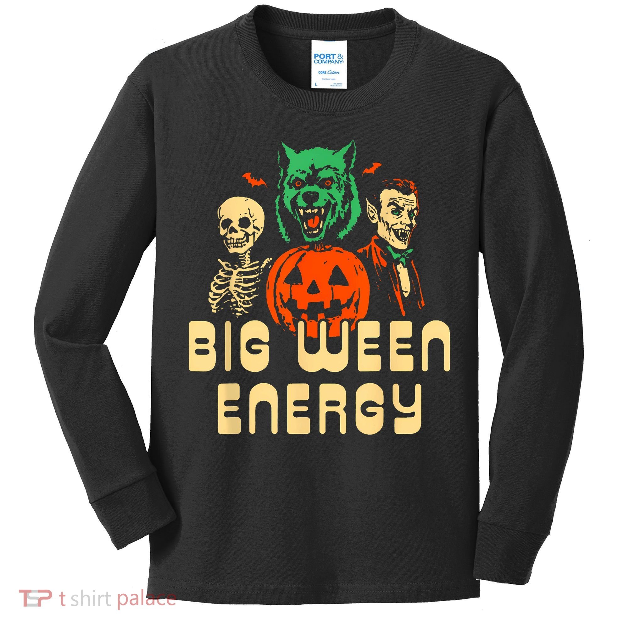 Funny Halloween Big Ween Energy Kids Long Sleeve Shirt