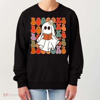 Funny Halloween Booooks Cute Book Lover Ghost Women's Sweatshirt
