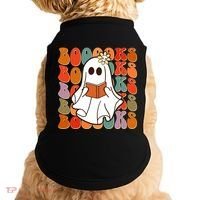 Funny Halloween Booooks Cute Book Lover Ghost Doggie Tank thumb 0