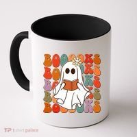Funny Halloween Booooks Cute Book Lover Ghost Coffee Mug thumb 0