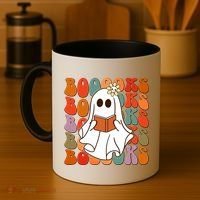 Funny Halloween Booooks Cute Book Lover Ghost Coffee Mug thumb 4