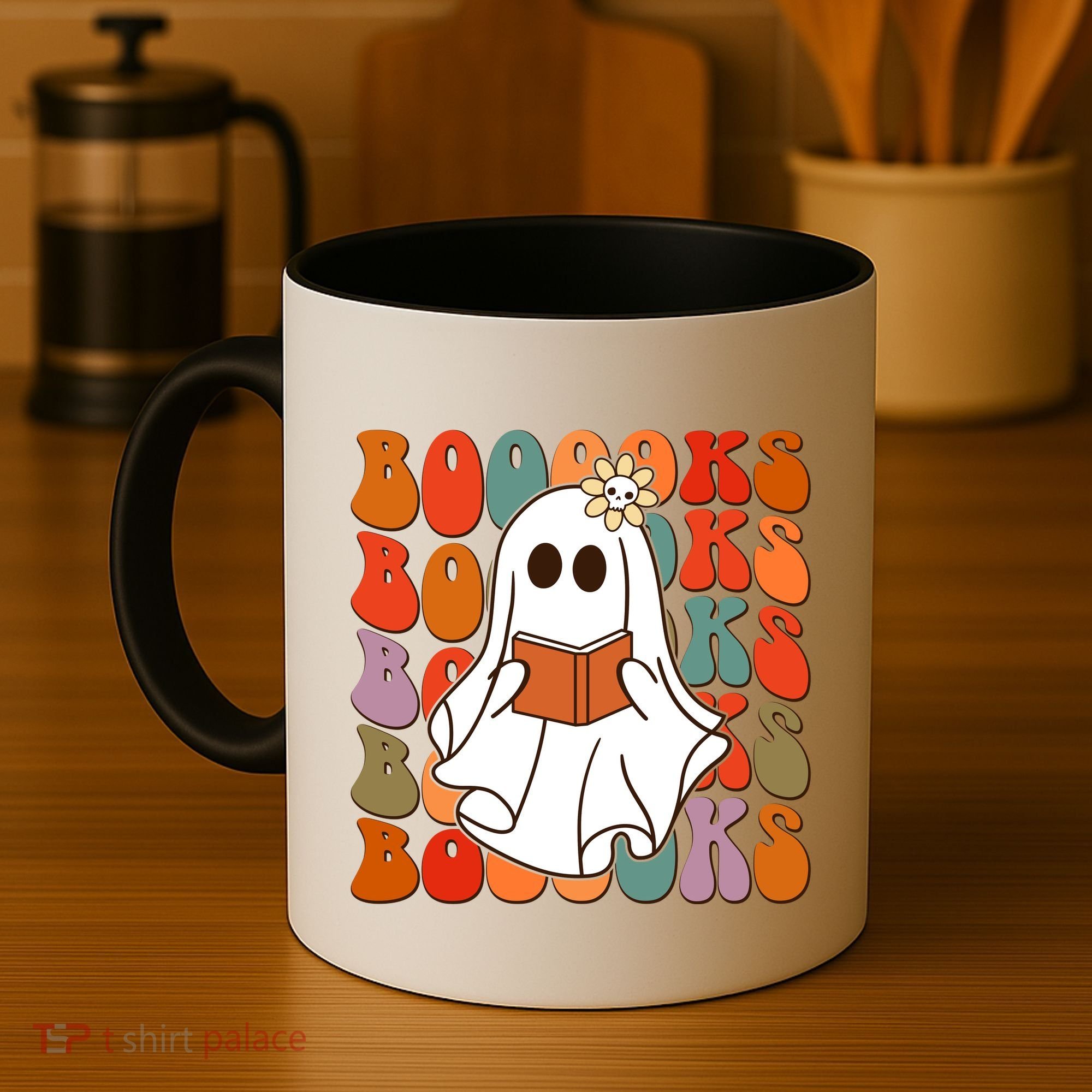 Funny Halloween Booooks Cute Book Lover Ghost Coffee Mug