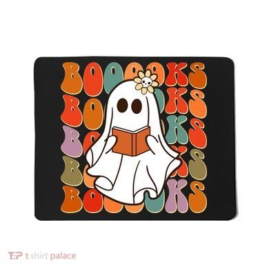 Funny Halloween Booooks Cute Book Lover Ghost Mousepad
