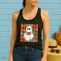 Funny Halloween Booooks Cute Book Lover Ghost Women's Tank Top thumb 2