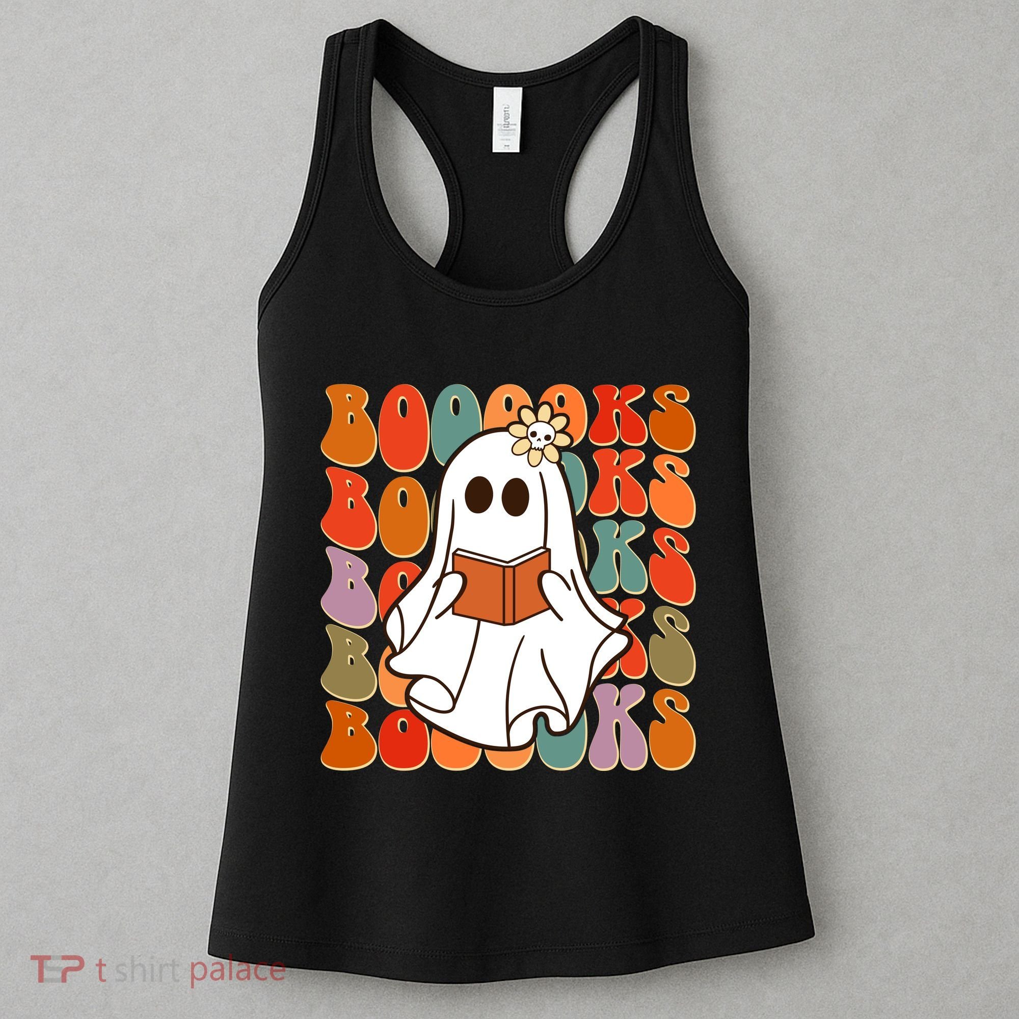 Funny Halloween Booooks Cute Book Lover Ghost Women's Tank Top