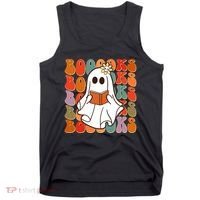 Funny Halloween Booooks Cute Book Lover Ghost Tank Top thumb 0