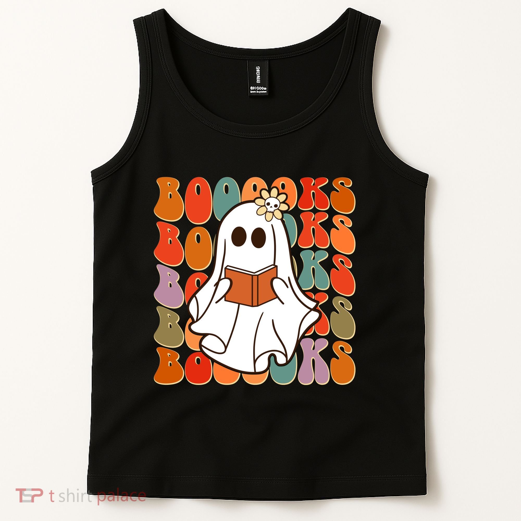 Funny Halloween Booooks Cute Book Lover Ghost Tank Top