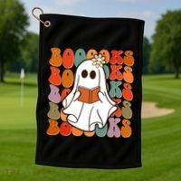 Funny Halloween Booooks Cute Book Lover Ghost Golf Towel thumb 1