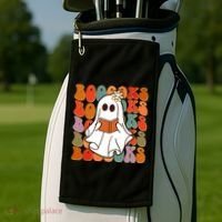 Funny Halloween Booooks Cute Book Lover Ghost Golf Towel thumb 2