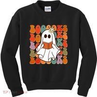 Funny Halloween Booooks Cute Book Lover Ghost Kids Sweatshirt thumb 0