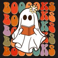 Funny Halloween Booooks Cute Book Lover Ghost Kids Sweatshirt thumb 2