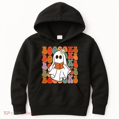Funny Halloween Booooks Cute Book Lover Ghost Kids Hoodie